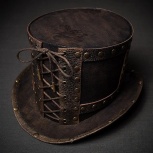 Шляпа цилиндр старая бронза декорированная натуральной кожей стимпанк, Новосибирск