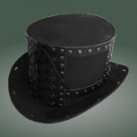 Черная шляпа цилиндр декорированная натуральной кожей стиль стимпанк, Новосибирск