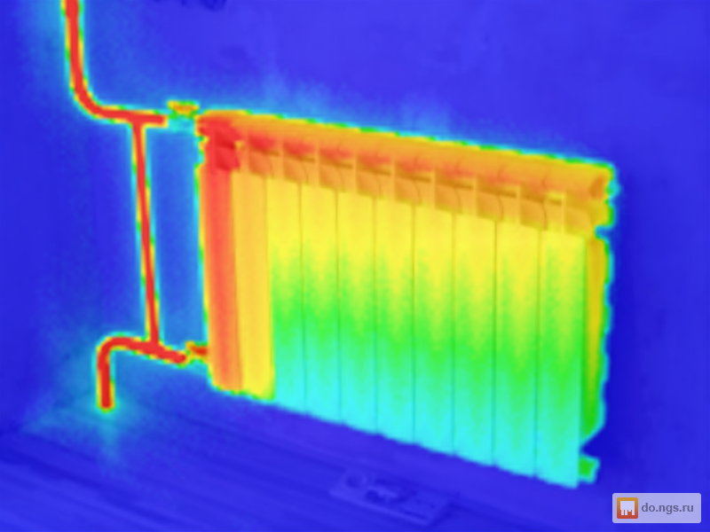Радиатор отопления на тепловизоре. Тепловизор батарея. Снимки радиаторов отопления тепловизором. Обследование тепловизором батарей отопления.