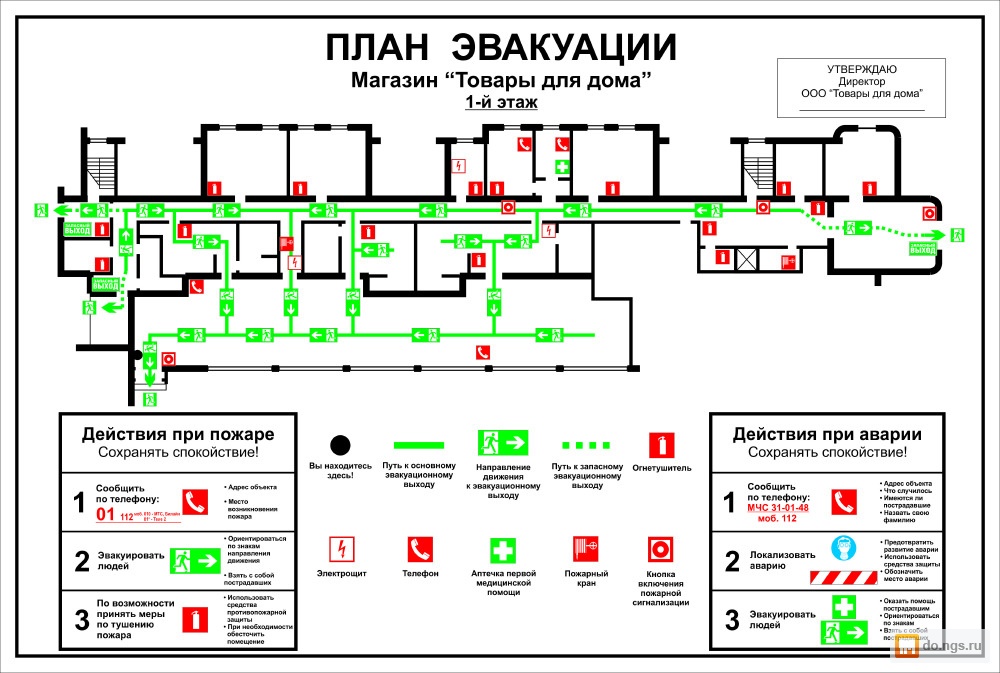 План эвакуации маленького магазина