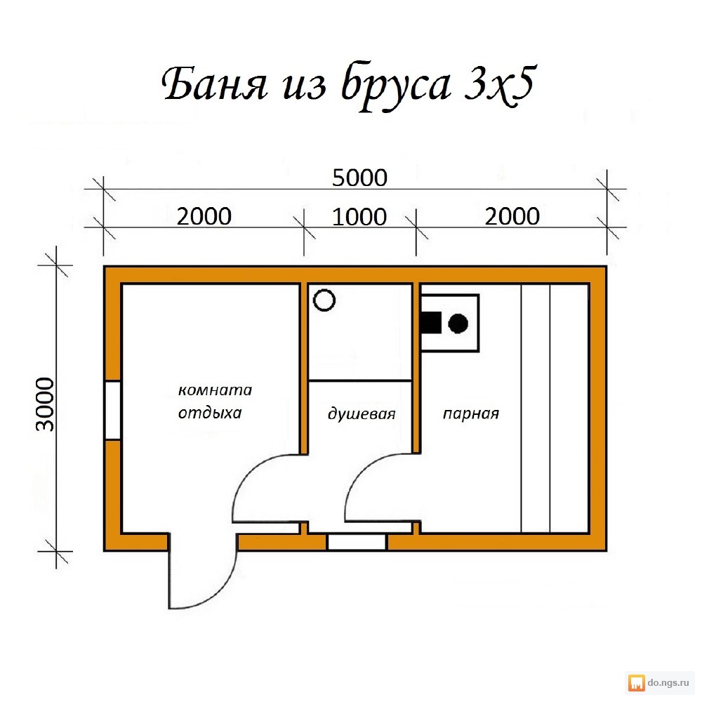 План бани из бруса